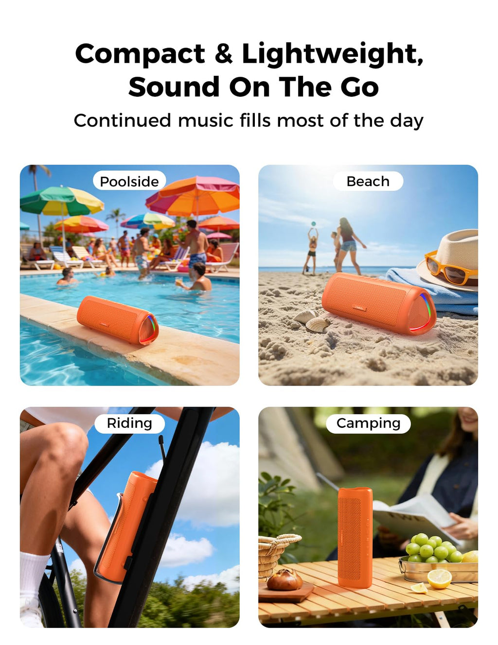 BolaButty Bluetooth Speaker Portable Wireless, IPX5 Waterproof, Up to 20H Playtime, TWS Pairing, BT5.3, for Home/Party/Outdoor/Camping/Beach Essentials, Birthday Gift (Black)