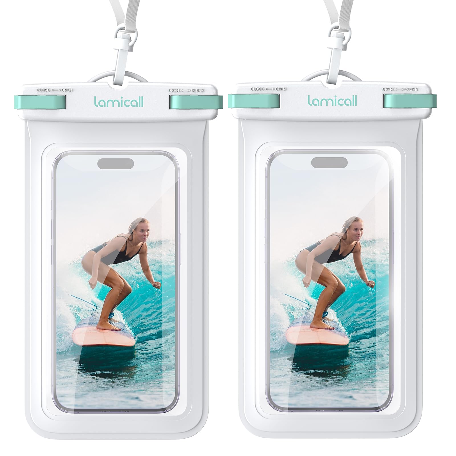 Lamicall Waterproof Phone Pouch Case - [2 Pack][Easy Lock & Heavy Duty] IPX8 Water Proof Cell Phone Dry Bag for Beach, Mom Gift Protector for iPhone 17 16 15 14 13 12 11 Pro Max Plus, Galaxy S25, 4-7"