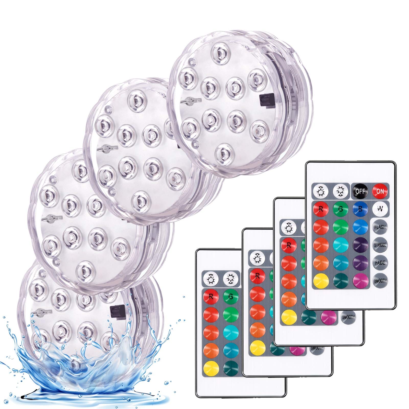 YiaMia Hot Tub Lights - 2-Pack RGB Color Battery-Powered LED Pool Lights with Remote Control and Suction Cup for Ponds, Decoration, Parties, Spas, Aquariums