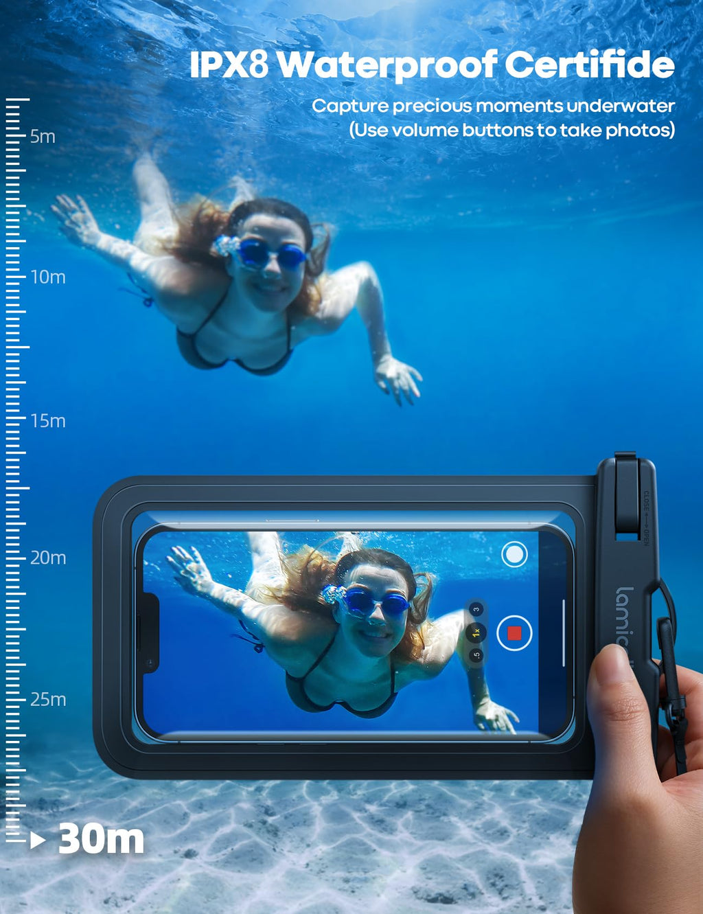Lamicall Waterproof Phone Pouch Case - [2 Pack][Easy Lock & Heavy Duty] IPX8 Water Proof Cell Phone Dry Bag for Beach, Mom Gift Protector for iPhone 17 16 15 14 13 12 11 Pro Max Plus, Galaxy S25, 4-7"