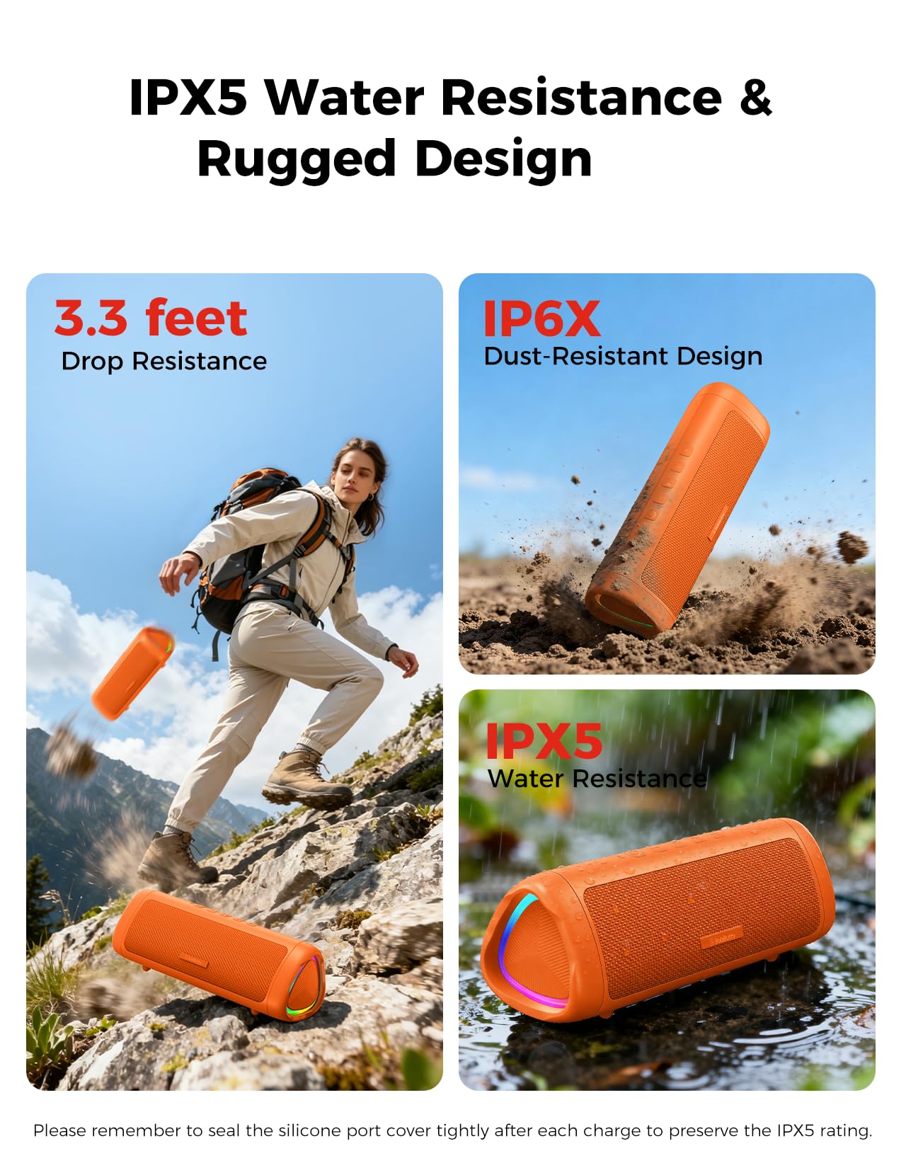 BolaButty Bluetooth Speaker Portable Wireless, IPX5 Waterproof, Up to 20H Playtime, TWS Pairing, BT5.3, for Home/Party/Outdoor/Camping/Beach Essentials, Birthday Gift (Black)