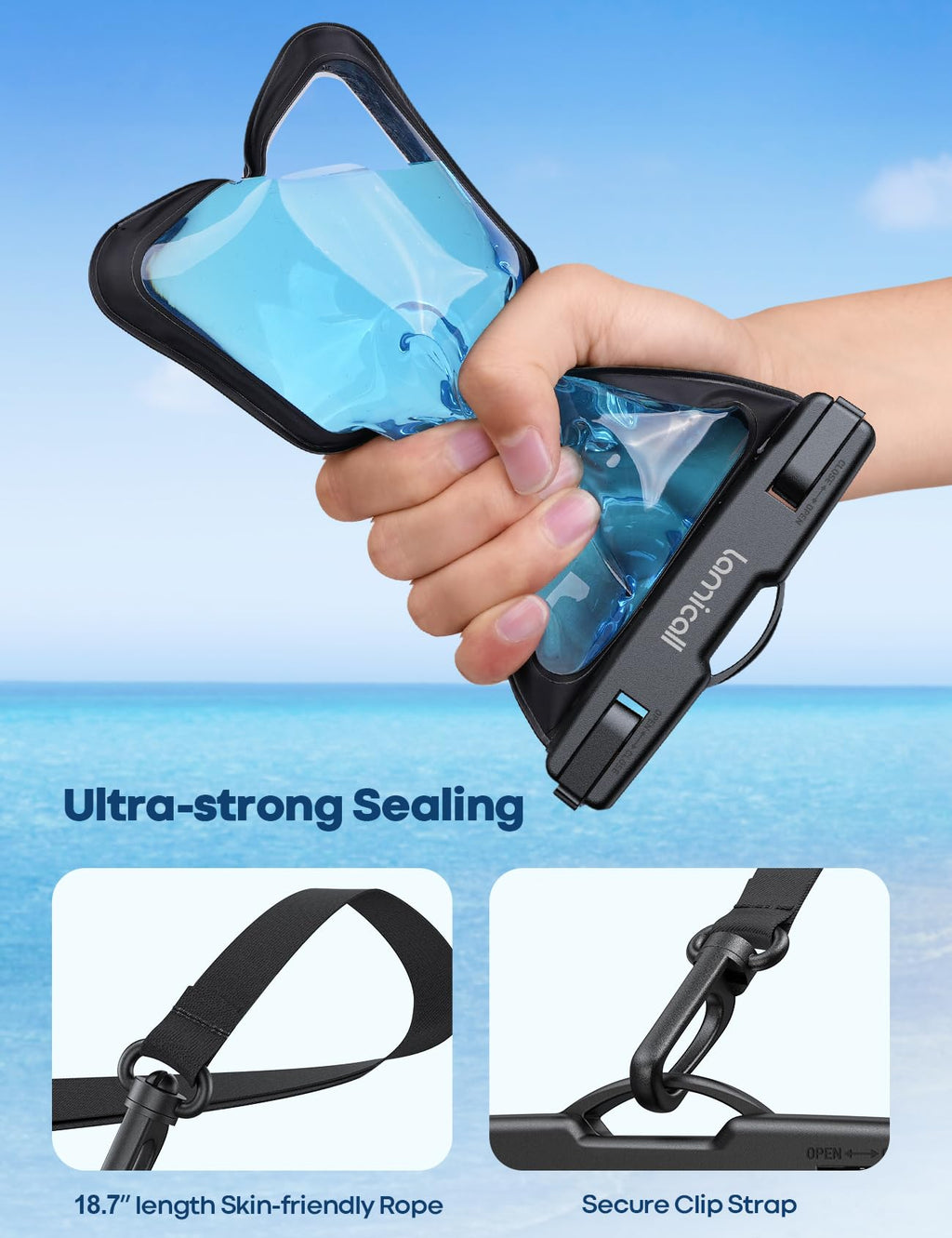 Lamicall Waterproof Phone Pouch Case - [2 Pack][Easy Lock & Heavy Duty] IPX8 Water Proof Cell Phone Dry Bag for Beach, Mom Gift Protector for iPhone 17 16 15 14 13 12 11 Pro Max Plus, Galaxy S25, 4-7"