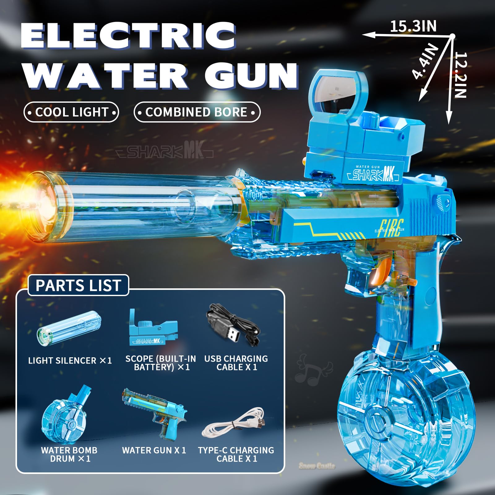 Electric Water Guns for Adults - Automatic Water Gun Powerful, Water Gun with 510cc High Capacity, Electric Squirt Gun, Blue