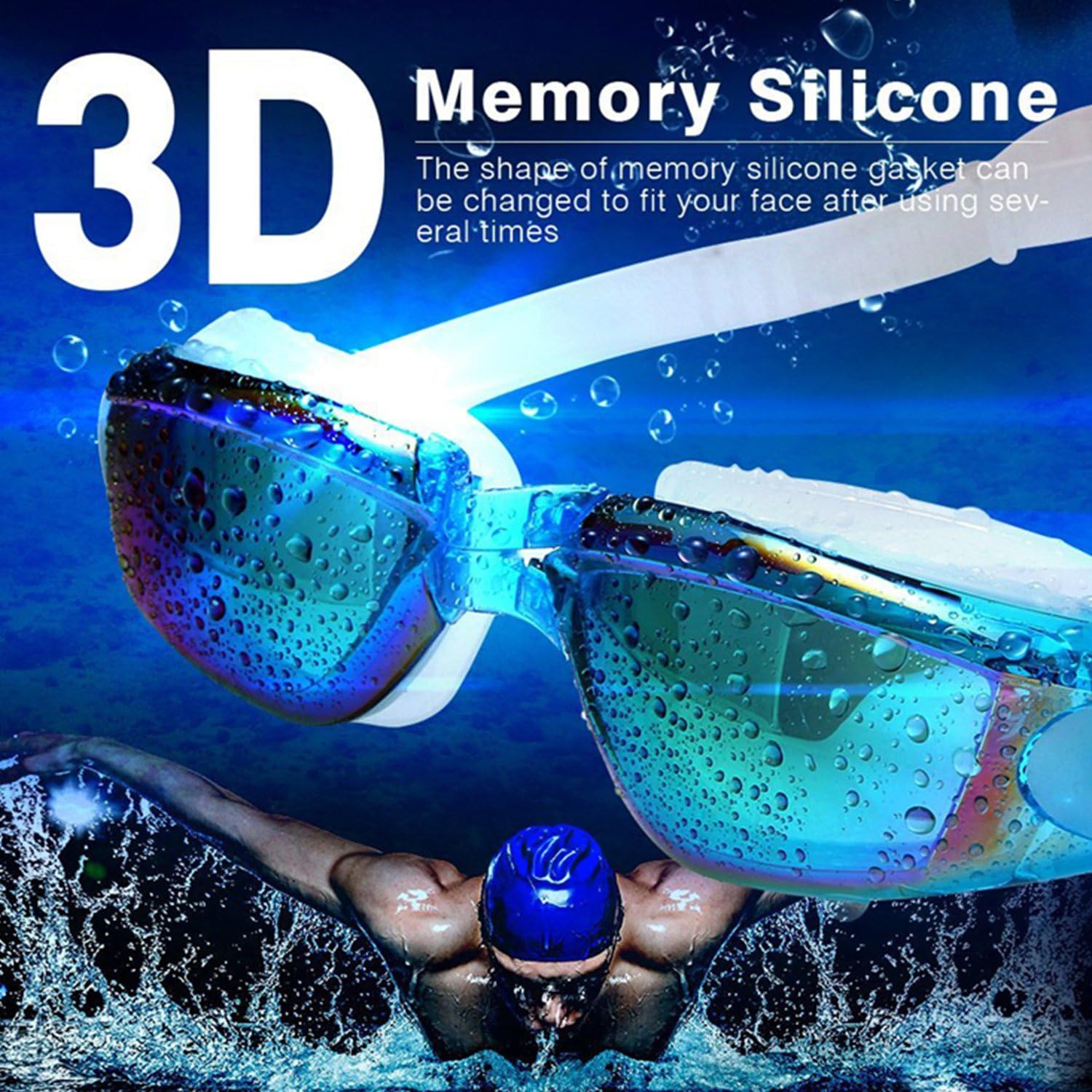 Swim Goggles - Swimming Goggles,Pack of 2 Professional Anti Fog No Leaking UV Protection Wide View for Women Men Adult Youth Kids