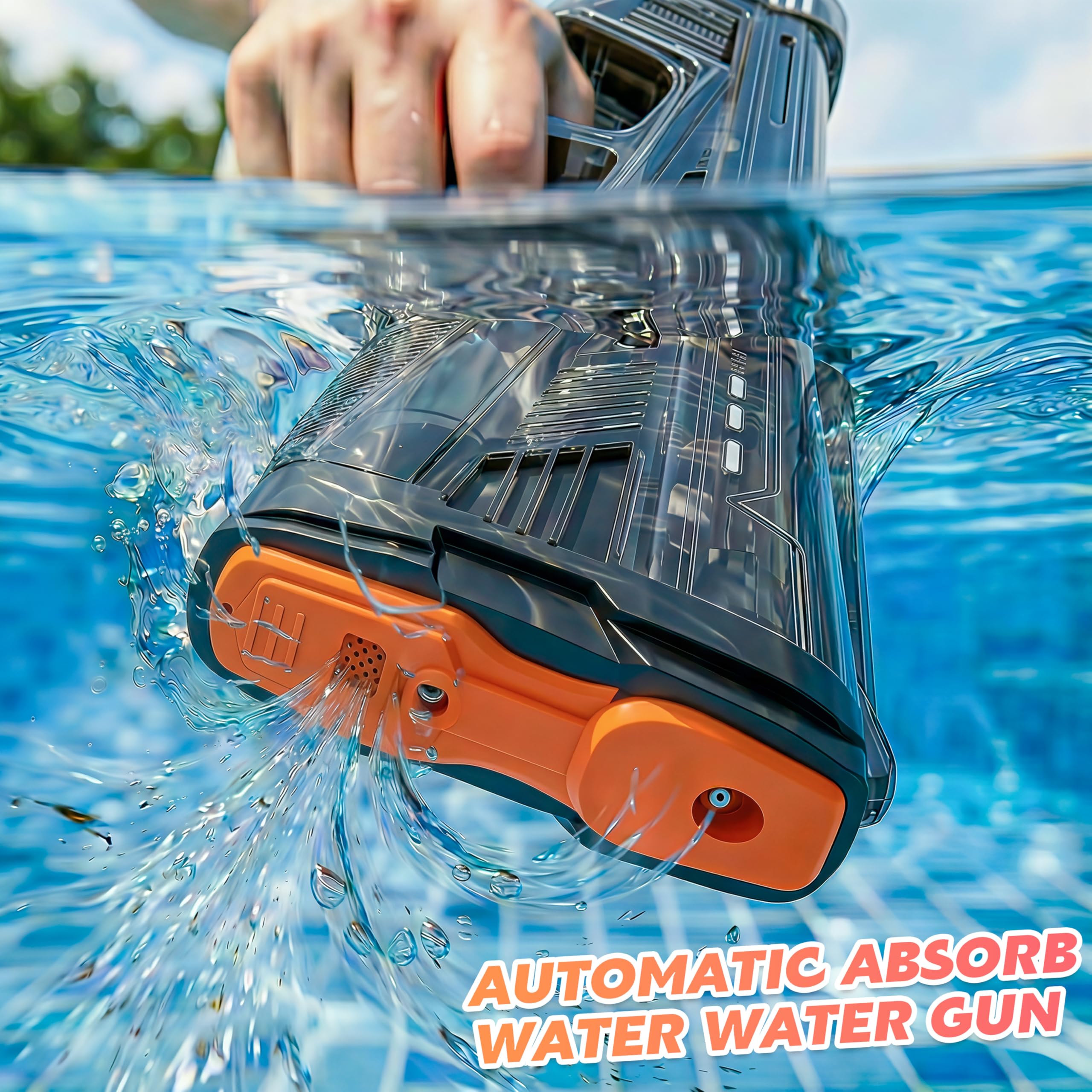 Electric Water Gun for Adults Kids Type-C Charging Port, Automatic High Powered Squirt Gun,Powerful Shooting Long Range Auto Water Blaster, Outdoor Toy Pool Party Game (Black)